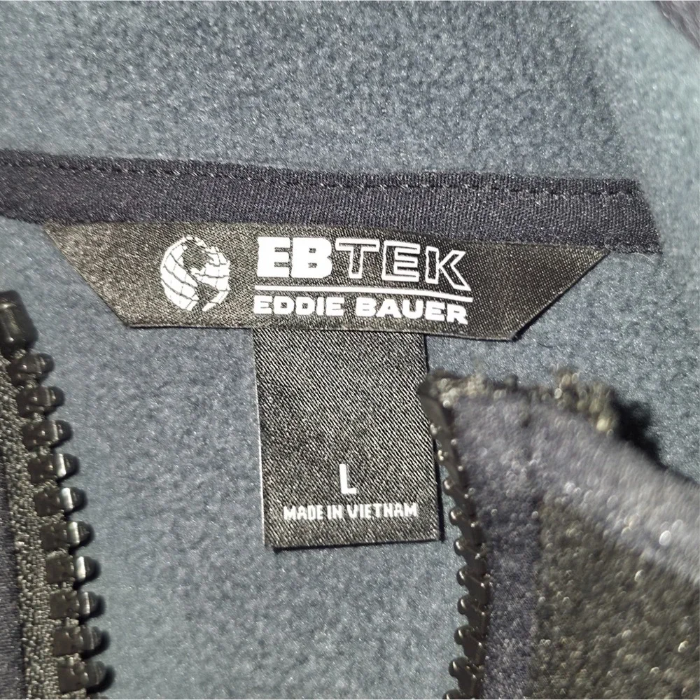 EBTEK Eddie Bauer Fleece Jacket Mens Large Black Hooded Full Zip Gorpcore